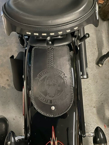 Softail Crossbones fender bib – Three Mutts Custom Leather