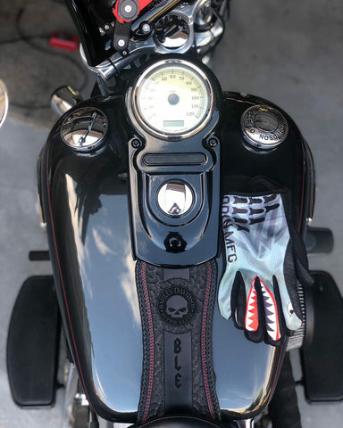 The Dirty Gringo Fallen Soldier Military Tribute Gas Tank Panel Bib – Fits Harley Davidson Softail Dyna, Black Leather